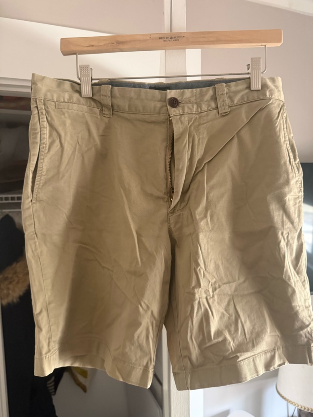 J. Crew Men’s Flat Front Chino Shorts in Khaki